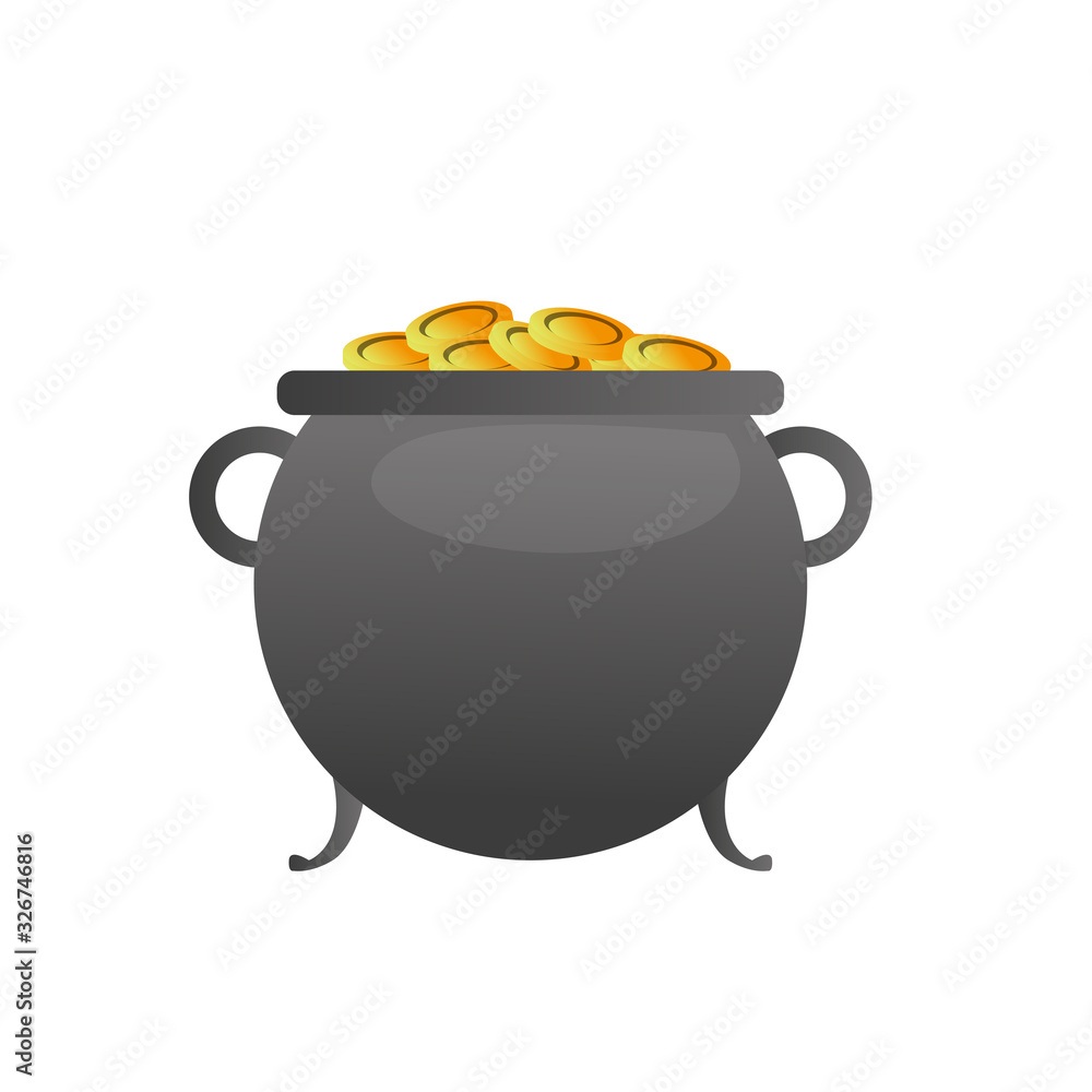 Pot with golden coins Pot with golden coins