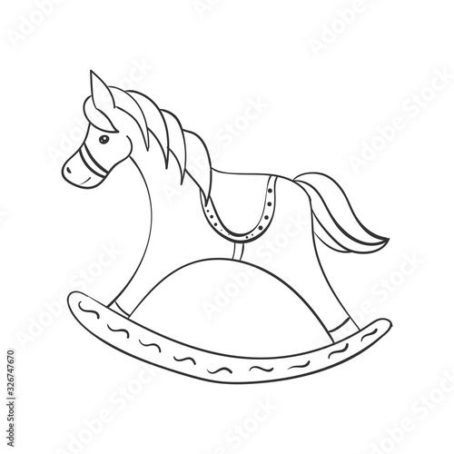 Rocking horse. Children's toy. Coloring book for a child. Vector illustration. Stock vector.