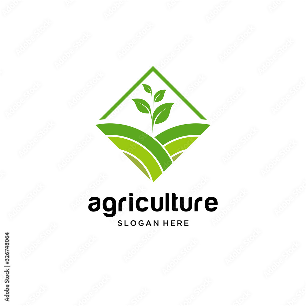vector logo design illustration of agriculture business, tractor farm, soil farm, crop field, pasture, milk, barn, Emblem, Design Concept, Creative Symbol, Icon.  M