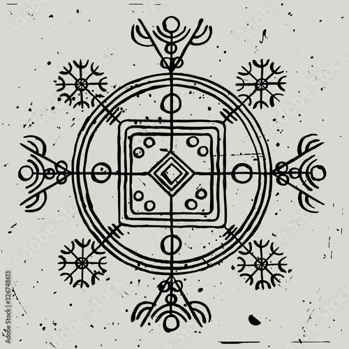 Hulinhjalmur. The symbol of disguise. Icelandic magical sign that makes it possible to become invisible.