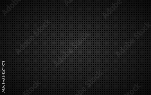 Geometric perforated square background, abstract black metallic square background, carbon kevlar texture, simple vector illustration