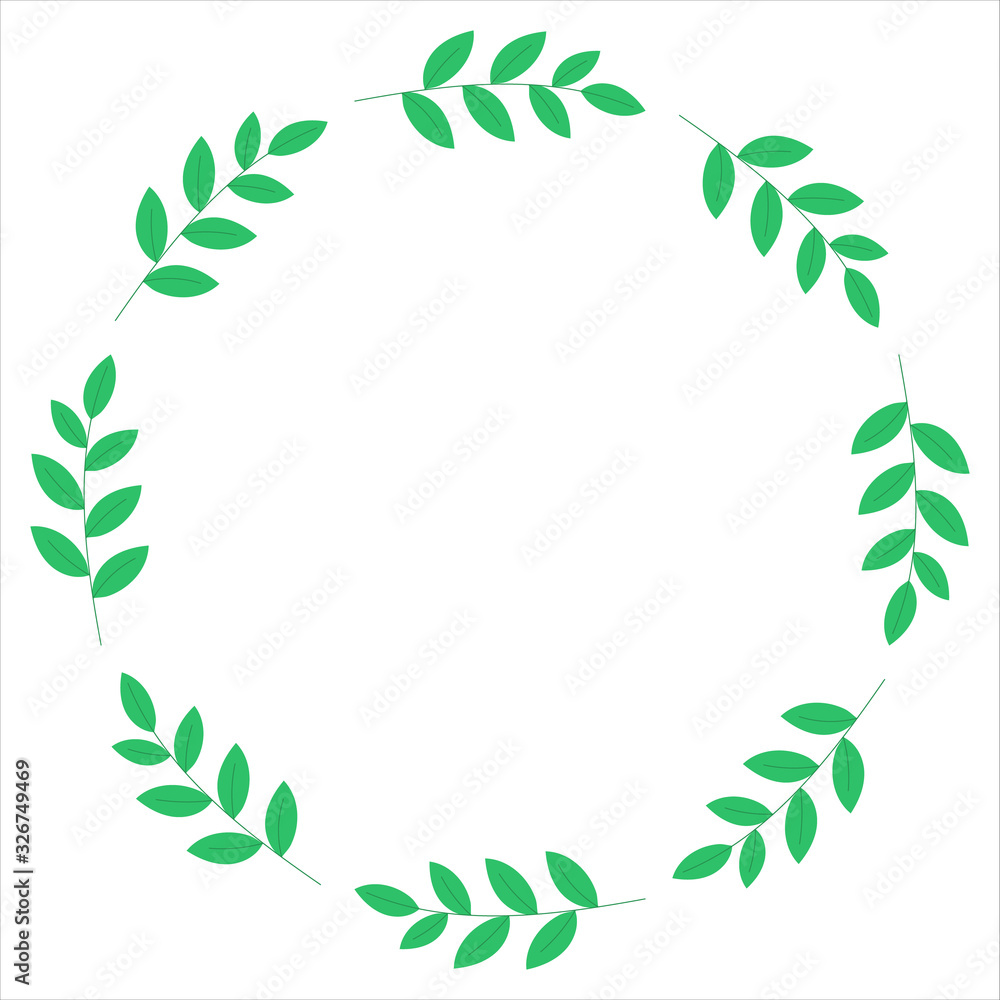 Green leaf wreath vector illustration. Logo design template. copy space Green leaf wreath vector illustration. Logo design template. copy space