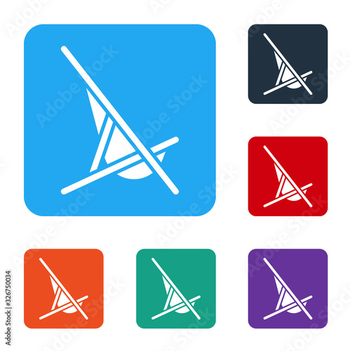 White Sunbed icon isolated on white background. Set icons in color square buttons. Vector Illustration