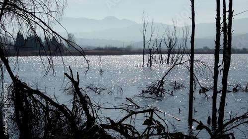 Agua en movimiento en las lagunas de un humedal  al sur de Europa photo