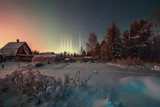 Russian village Light poles Russian north