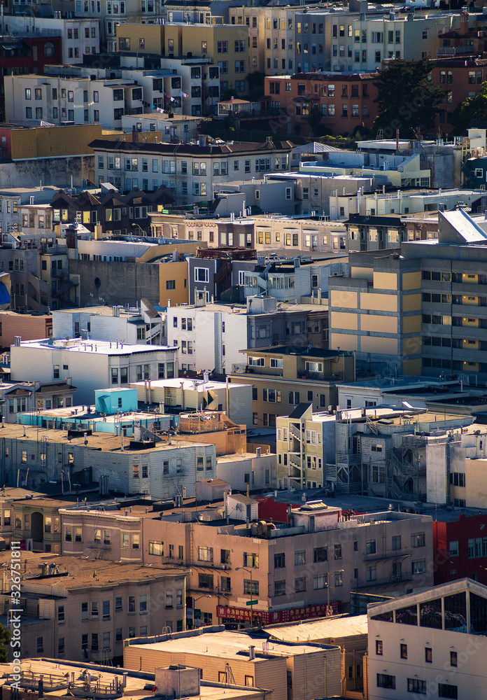 Downtown San Francisco Telephoto, compressed. Urban Sprawl Metropolis. 