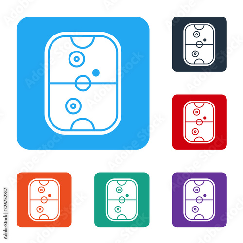 White Air hockey table icon isolated on white background. Set icons in color square buttons. Vector Illustration