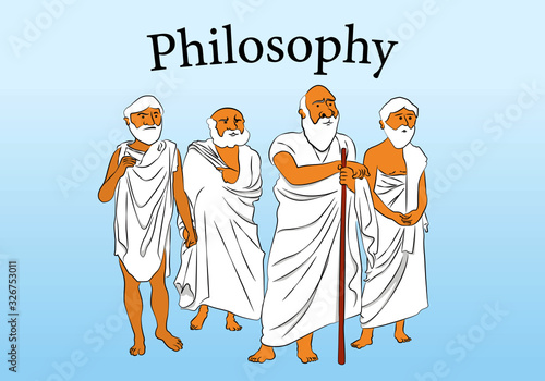 Cartoon illustration of four philosophers