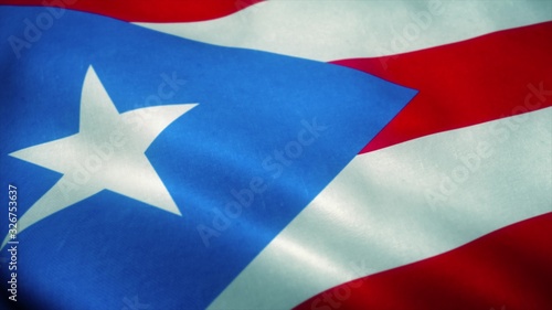 Puerto Rico flag waving in the wind. National flag of Puerto Rico. Sign of Puerto Rico. 3d illustration
