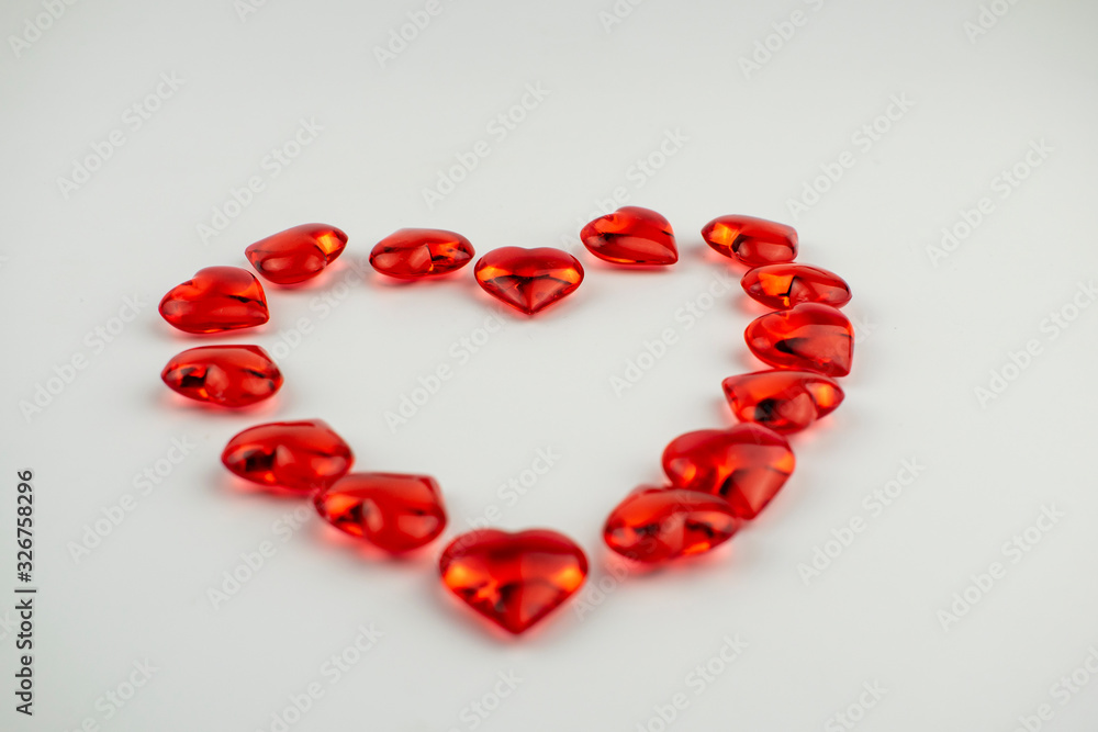 Frames of crystal hearts on a white background. Frames of crystal hearts on a white background.