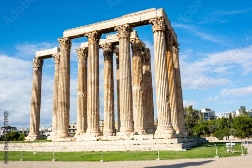 Ruins of the Temple of Olympian Zeus in Athens, Greece.