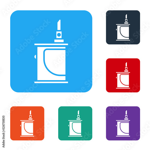 White Electronic cigarette icon isolated on white background. Vape smoking tool. Vaporizer Device. Set icons in color square buttons. Vector Illustration