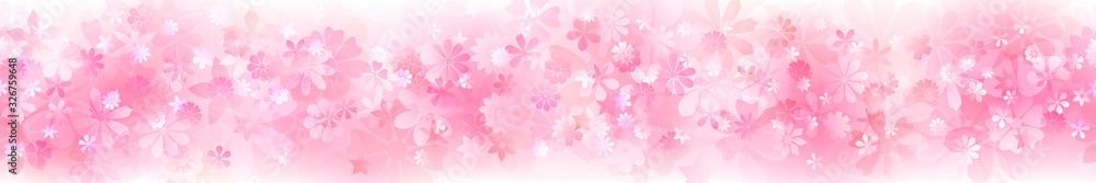 Spring horizontal banner of various flowers in pink colors Spring horizontal banner of various flowers in pink colors