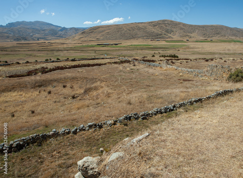 Huanco Pampa site Peru. Indian Inca culture. Ruins temples. Huánuco Pampa. Huánuco Marka . Huánuco Viejo. Dos de Mayo Province. La Unión District