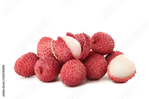 Tasty lychee isolated on white background