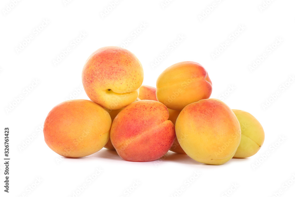 Sweet apricots isolated on white background Sweet apricots isolated on white background