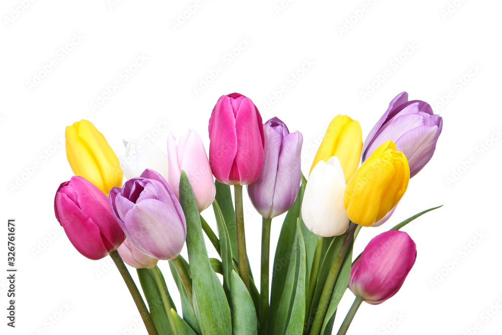 Bouquet of tulip flowers on white background Bouquet of tulip flowers on white background