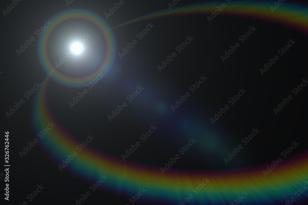 Obraz premium Abstract Natural Sun flare on the black background, flare light transition, effects sunlight, lens flare