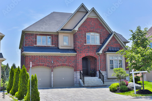 Photography Backyard garden of custom built luxury house in the suburbs of Toronto, Canada