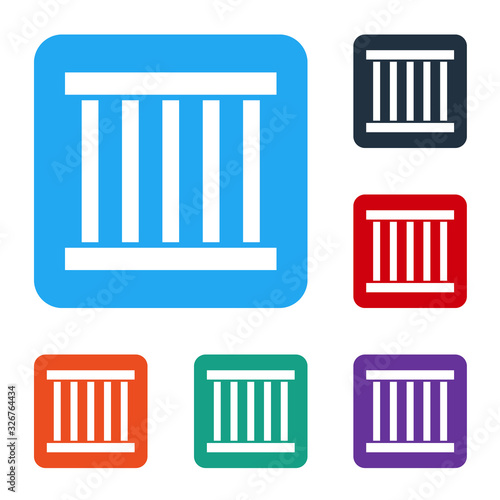 White Prison window icon isolated on white background. Set icons in color square buttons. Vector Illustration