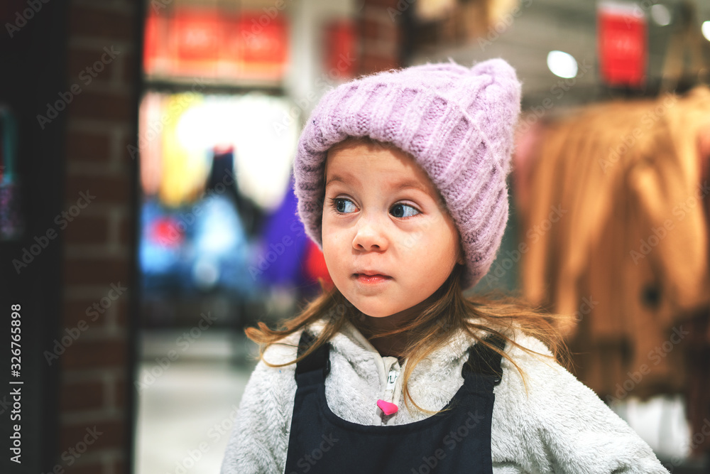 Little Girl Shopping Center Purple Knitted Hats Little Girl Shopping Center Purple Knitted Hats