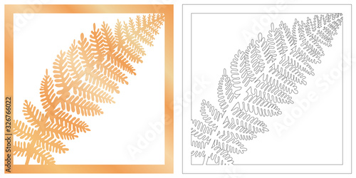 Laser cut of tropical leaf for decorative design. Tropical exotic isolated design. Jungle leaf plotter cutting. Vector laser cut panel. Wood panel for home interior.