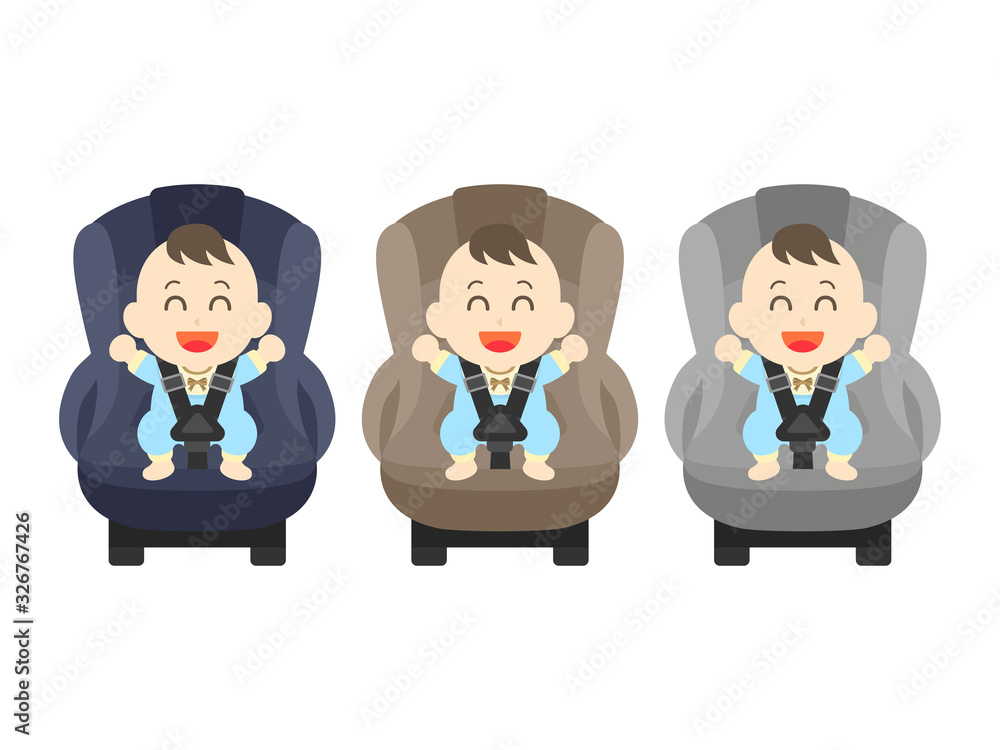 Fototapeta premium チャイルドシートに座る男の子のイラスト