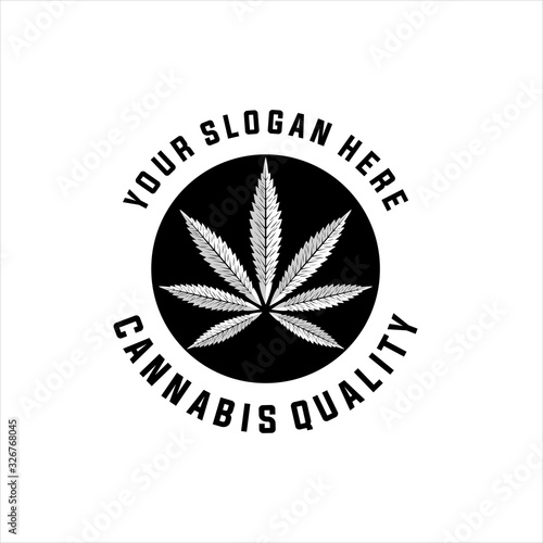cannabis and marijuana logo design elements. Vector illustration and logotype template, Medical cannabis logo vintage