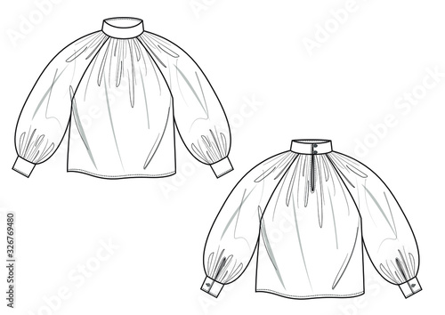 vector illustration of woman peasant shirt top