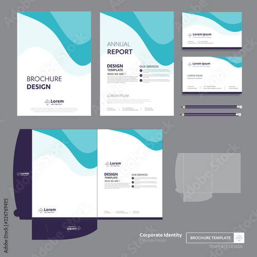 Flyer brochure business annual report cover template design Corporate Business Identity Folder digital technology company Element of stationery people community presentation working promotion blue red