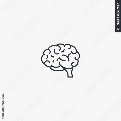 Brain, linear style sign for mobile concept and web design