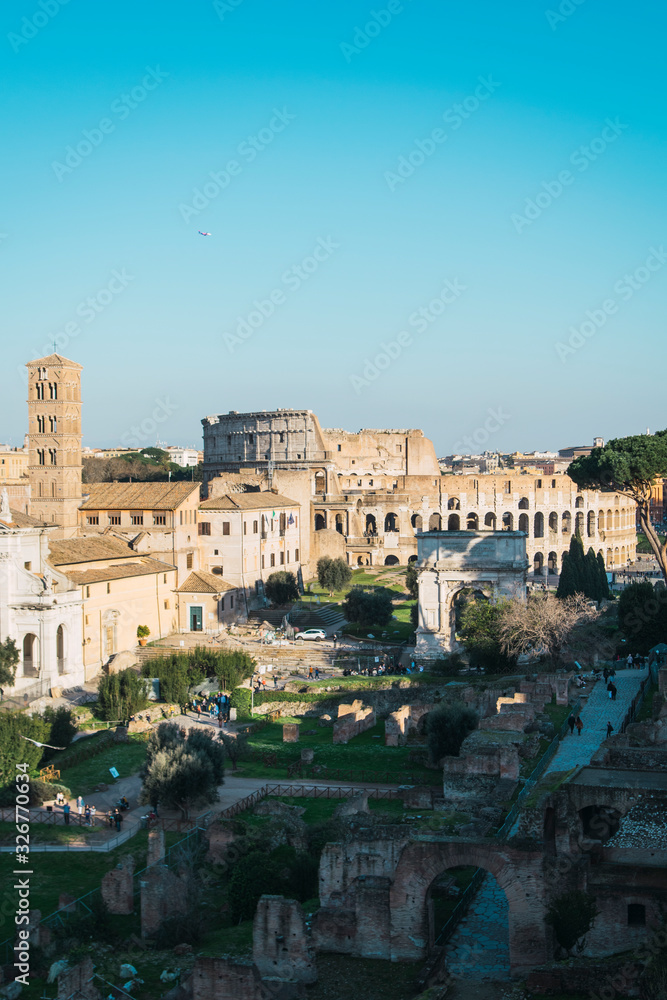 Details of the ruins of the Roman forum in Rome