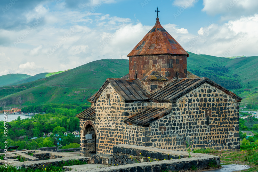 Orthodox monastery Sevanavank in Armenia, famous landmark of Armenia