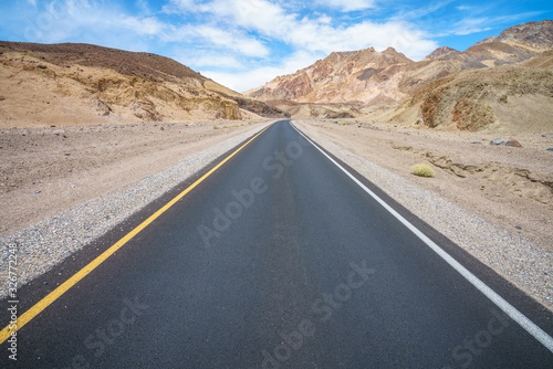 on the road on artists drive in death valley national park, california, usa