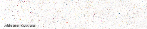 Abstract Explosion of Confetti. Colorful Grainy Texture Isolated on White Panoramic Background. Colored Stains and Blots. Wide Horizontal Long Banner For Site. Illustration, EPS 10.  