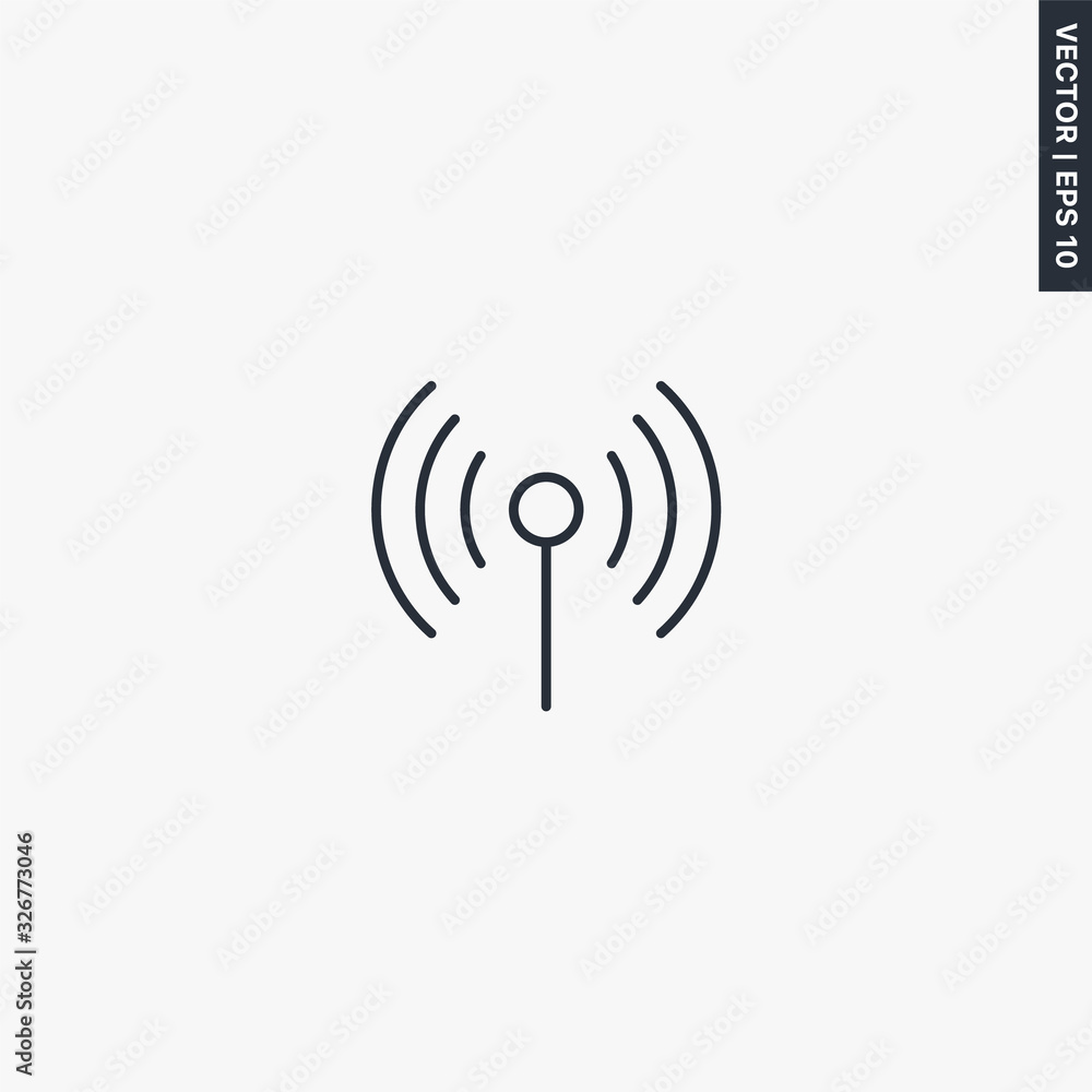 Radio broadcast, linear style sign for mobile concept and web design Radio broadcast, linear style sign for mobile concept and web design