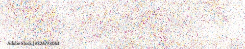 Abstract Explosion of Confetti. Colorful Grainy Texture Isolated on White Panoramic Background. Colored Stains and Blots. Wide Horizontal Long Banner For Site. Illustration, EPS 10.  