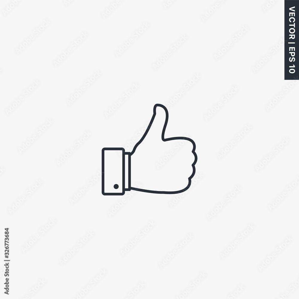 Thumb up, linear style sign for mobile concept and web design Thumb up, linear style sign for mobile concept and web design