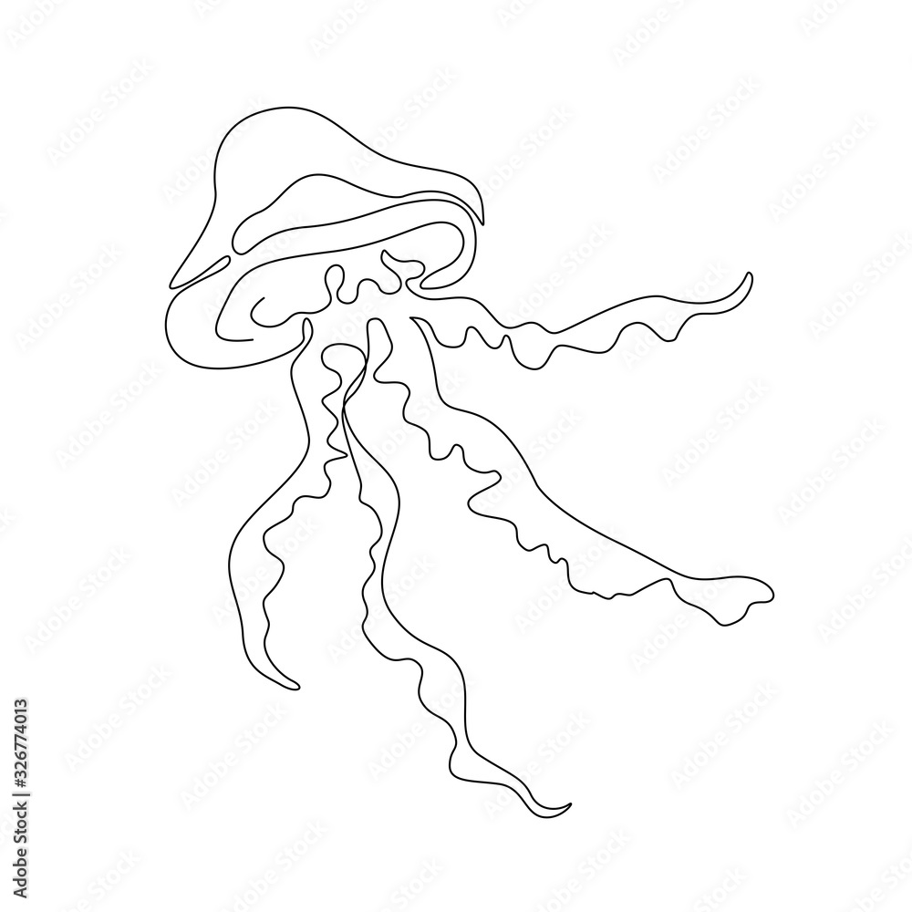 Line art one line jellyfish for decoration design Line art one line jellyfish for decoration design
