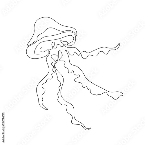 Line art one line jellyfish for decoration design