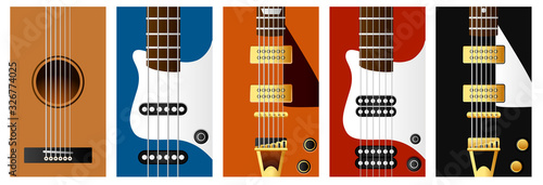 Fotografie, Obraz Vector guitar wallpaper set