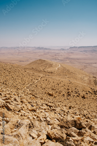 Israel desert scene at Mitzpe Ramon, Ramon crater in the Negev Desert