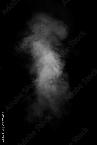 White smoke cloud isolated on black background.