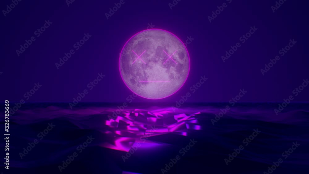 Moonlight road reflection abstract pink effect. Glowing bright red smile sign. 3d animation rendering neon colorfully wire. UHD 3840x2160. Moonlight road reflection abstract pink effect. Glowing bright red smile sign. 3d animation rendering neon colorfully wire. UHD 3840x2160.