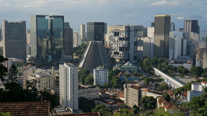 Wandcirkels Rio de Janeiro Luchtpanorama wolkenkrabbers centrum Rio de Janeiro  © vadim_ozz