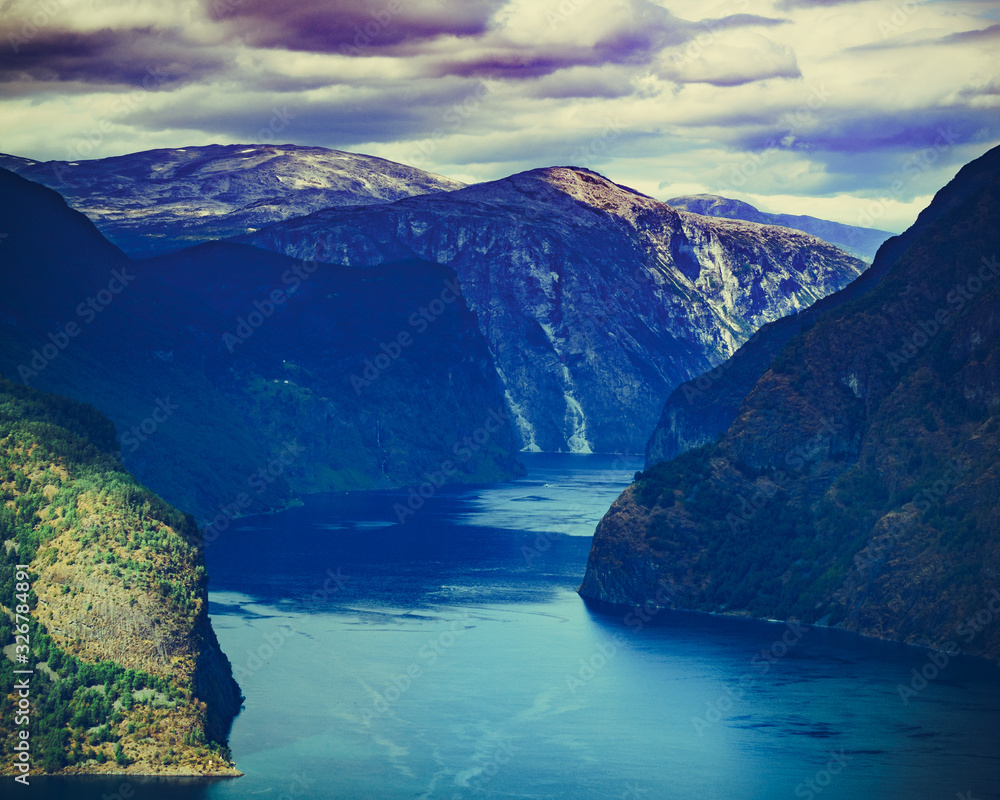 Obraz premium Fjord landscape Aurlandsfjord in Norway