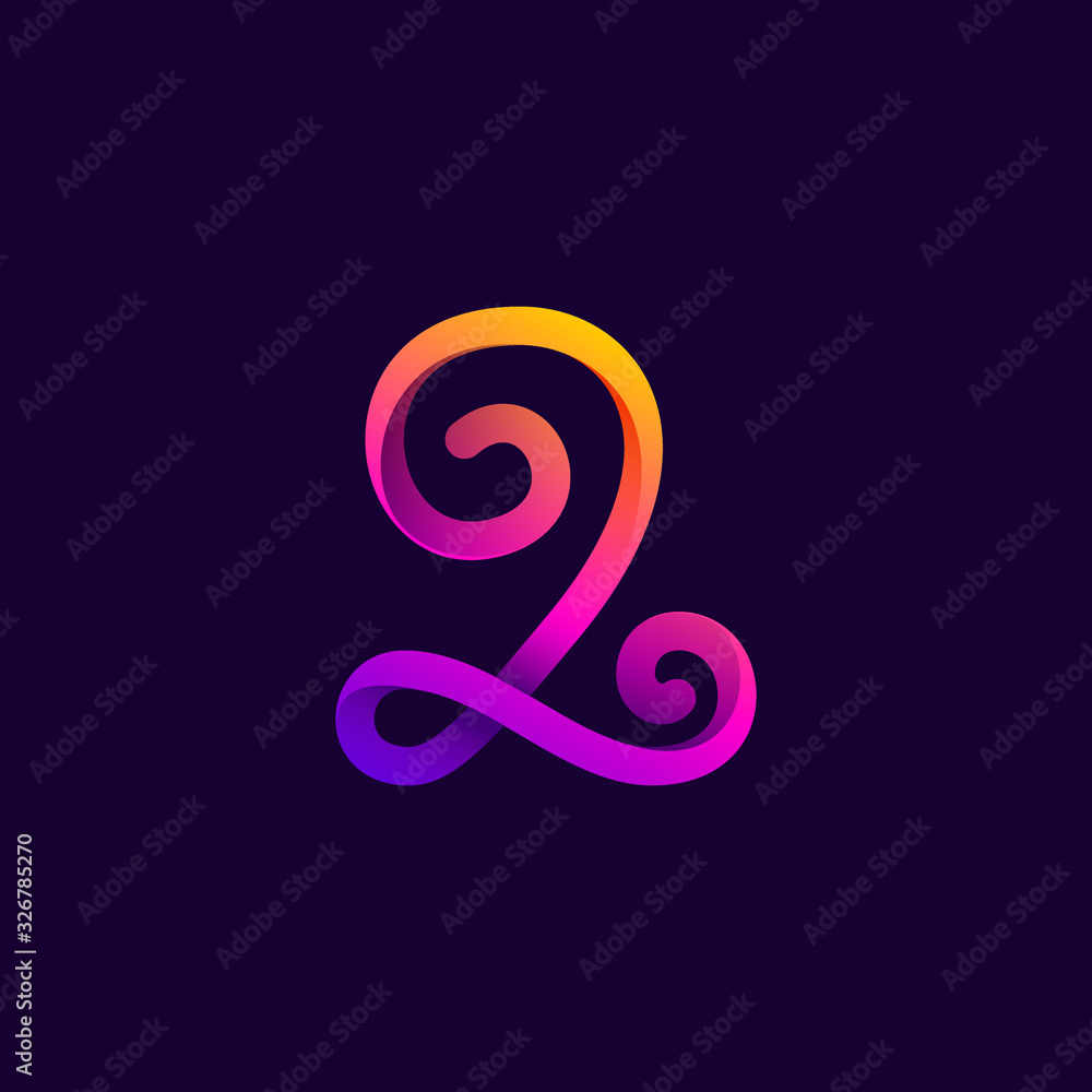 Number two neon light logo. Number two neon light logo.