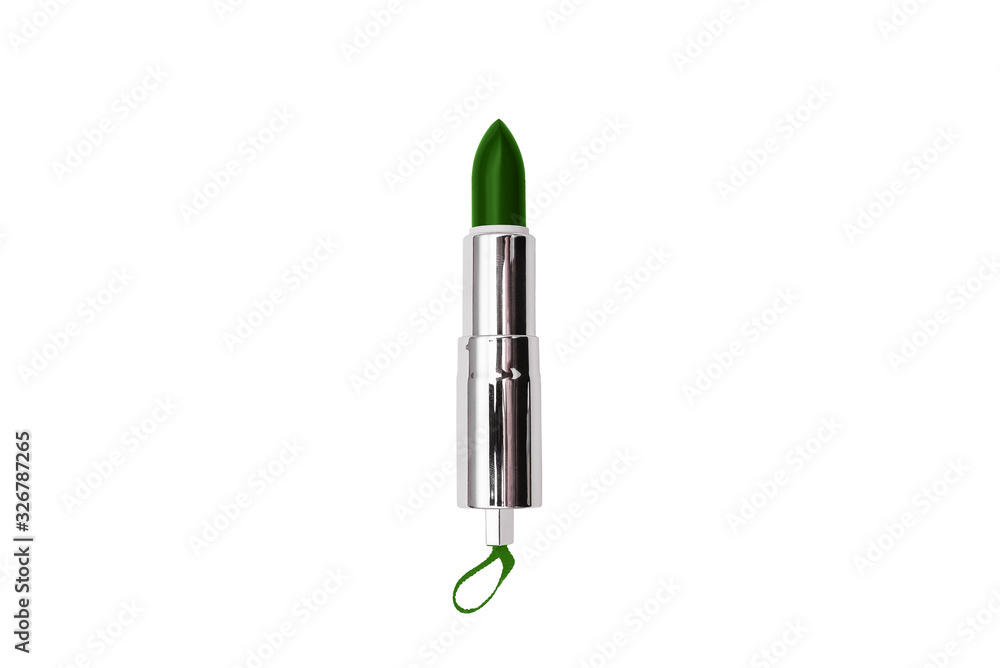 Lipstick for lips is dark green. Cosmetic tools for makeup. Women's fashion. Lipstick for lips is dark green. Cosmetic tools for makeup. Women's fashion.