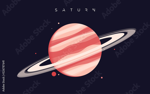 Saturn. The sixth planet from the Sun. Vector illustration