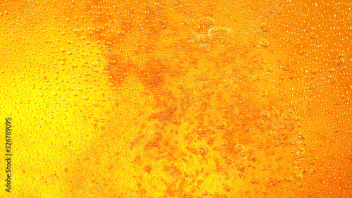 Detail of beer drink with bubbles